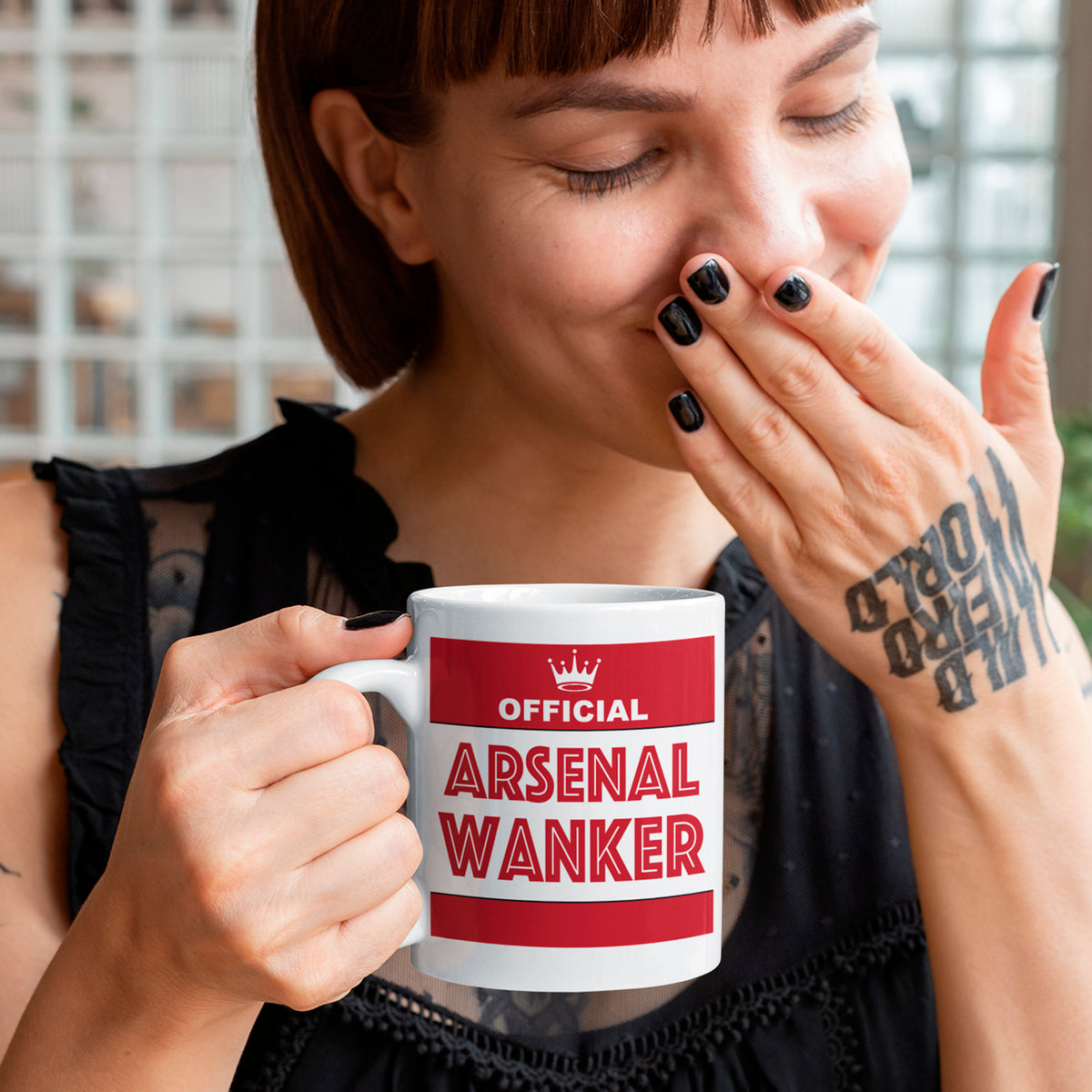 Arsenal football mug paired with novelty teabag – ideal girls football - womens football banter gift set
