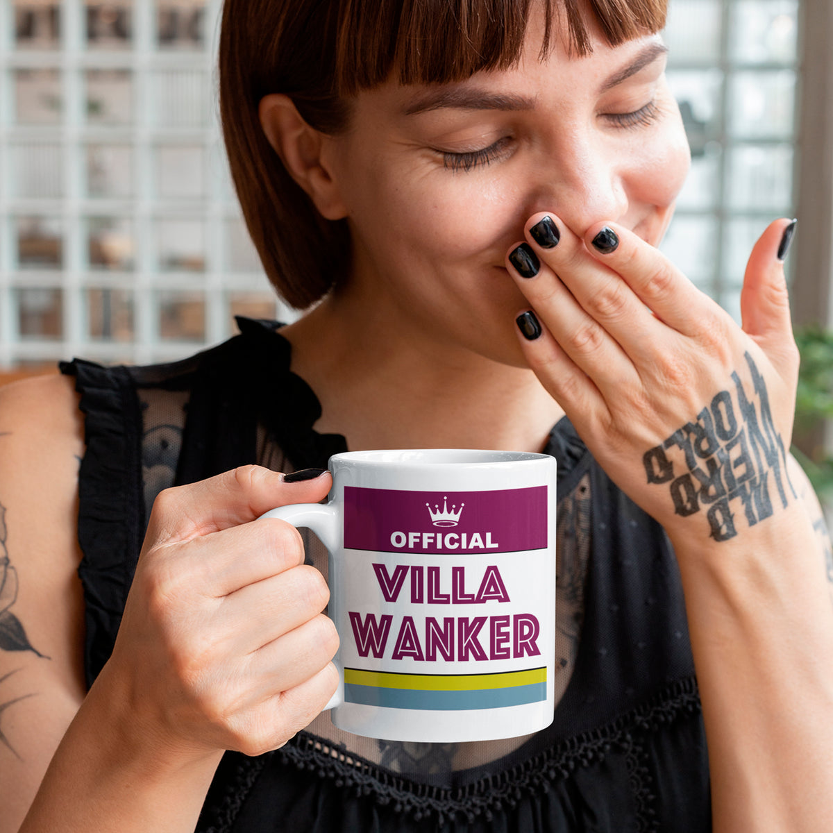 Claret and blue football rivalry mug female Girls Aston Villa with novelty teabag included