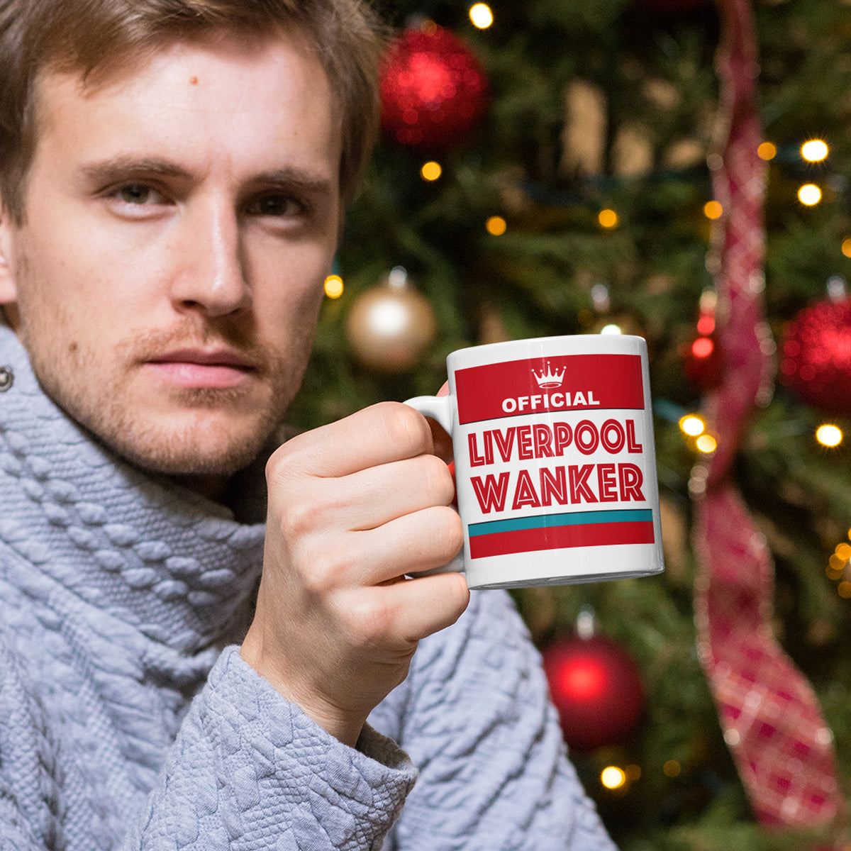 Close-up image of Liverpool  mug designed as a fun football gift for supporters