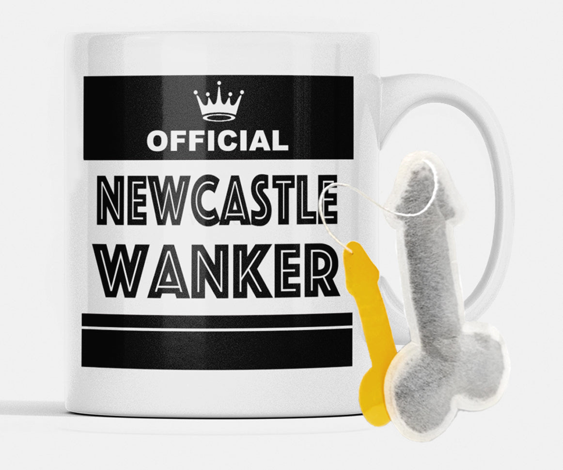 Football Rival Team Mug – Funny Newcastle Edition | Wanker Design + Free Teabag Gift