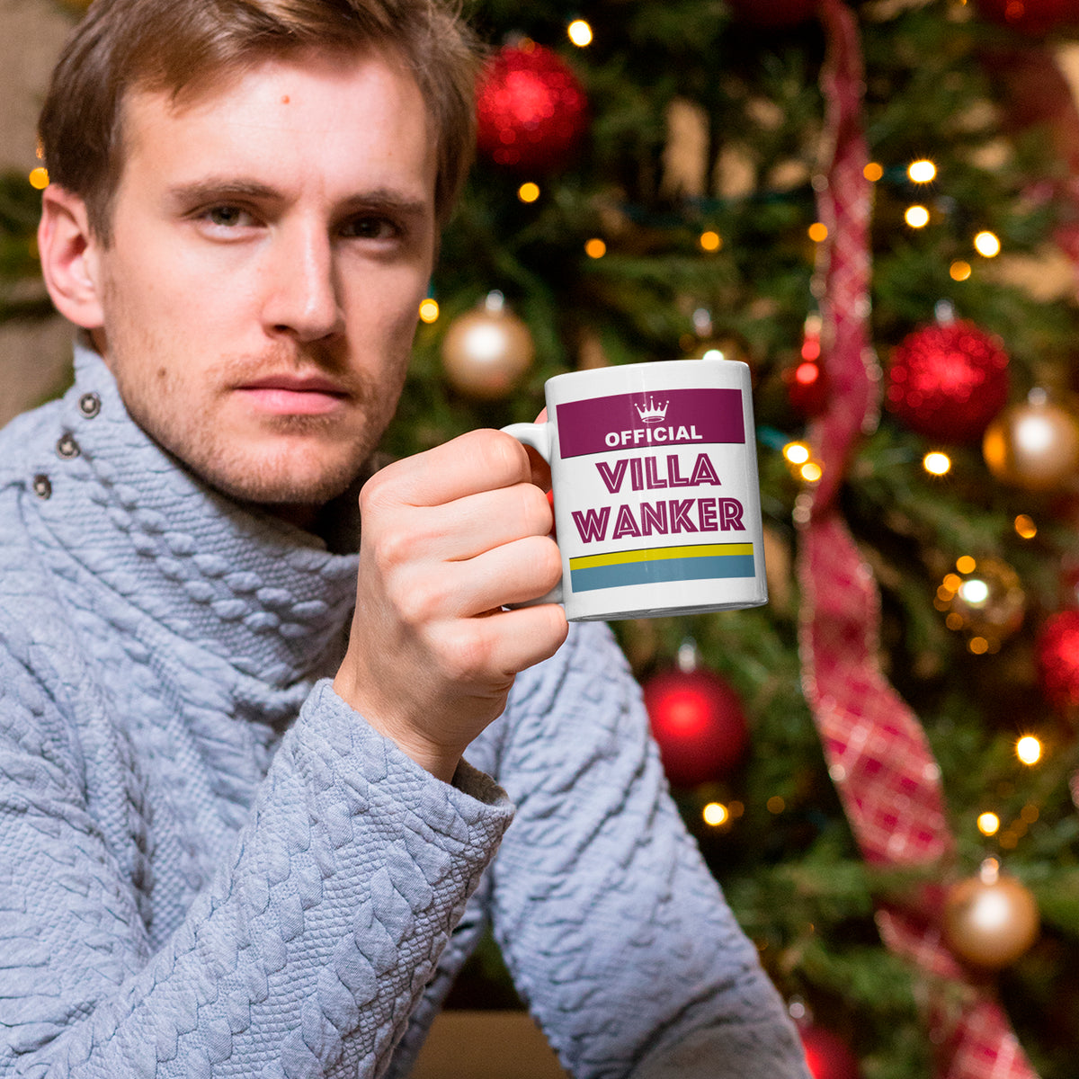 Football mug designed for Aston Villa supporters, perfect for secret santa christmas banter and gifts