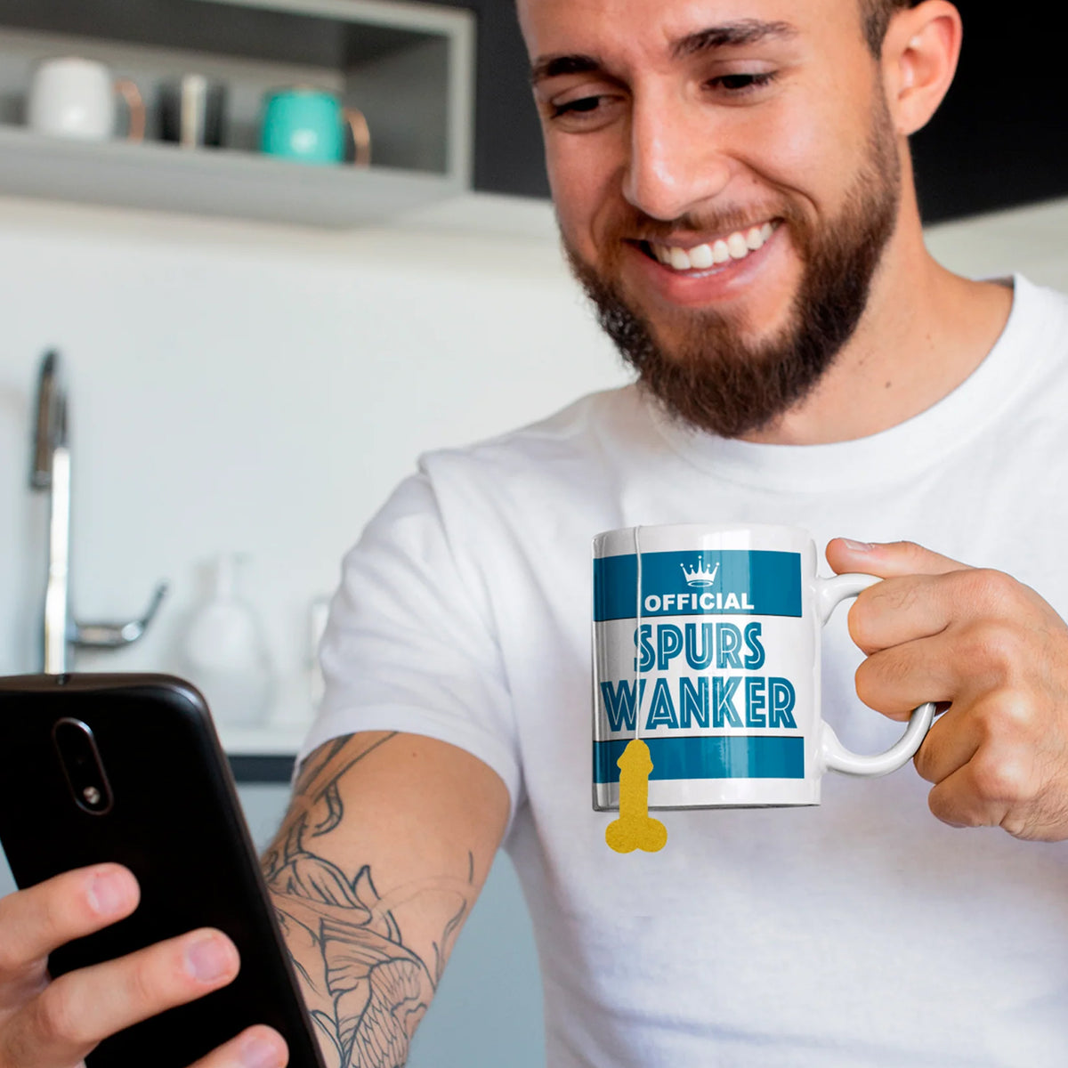 Funny football north London rivalry mug with a unique free teabag gift included.