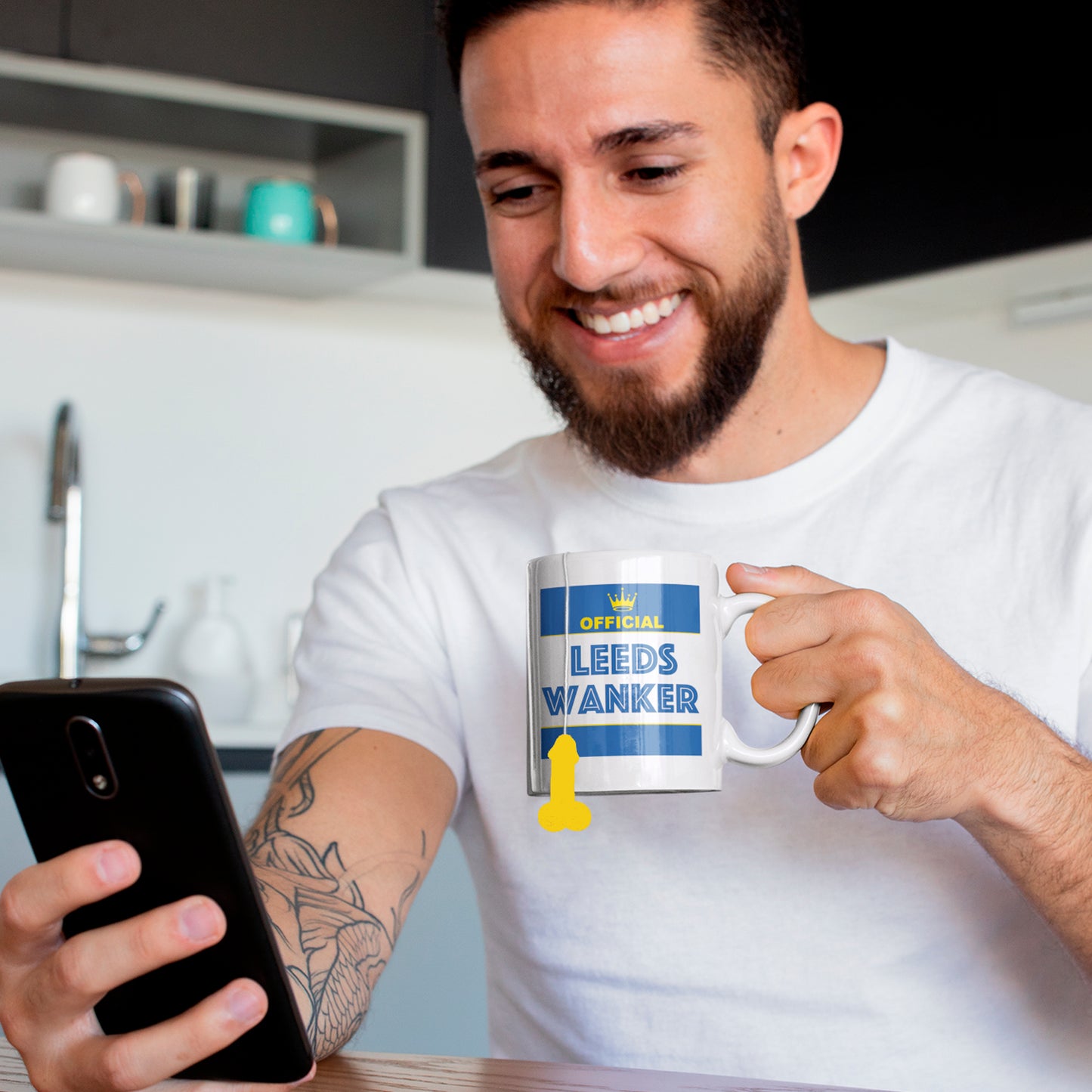 Football Rival Team Mug – Funny Leeds Edition | Wanker Design + Free Teabag Gift