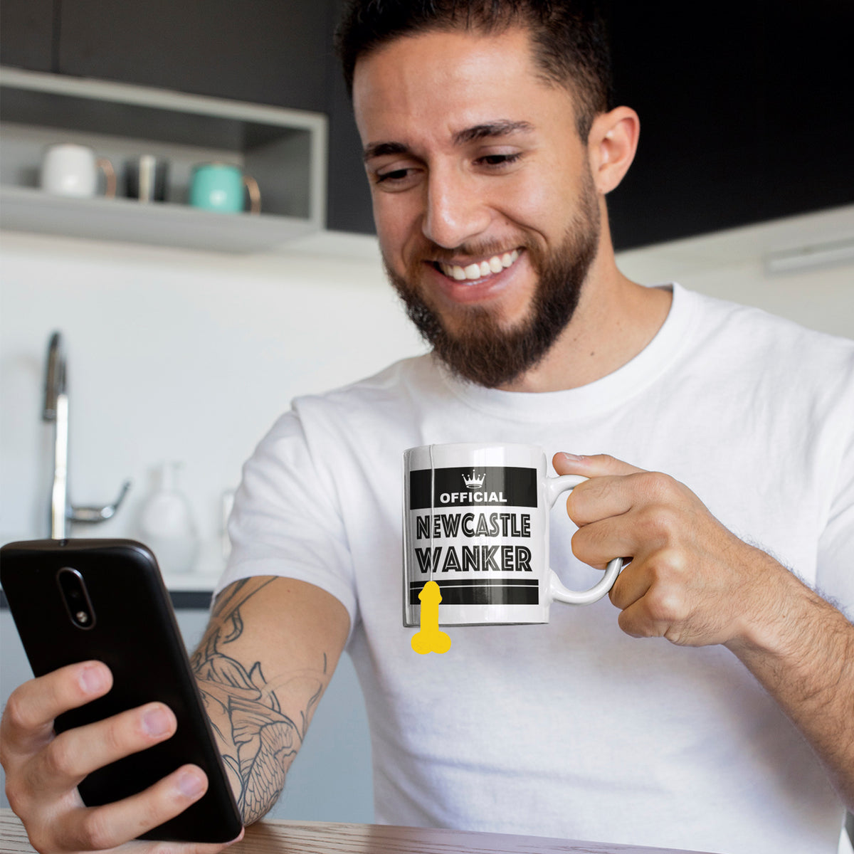 Football Rival Team Mug – Funny Newcastle Edition | Wanker Design + Free Teabag Gift